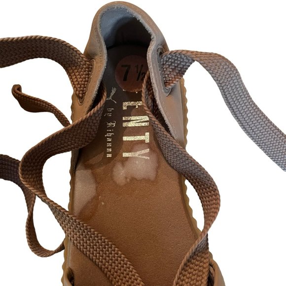 Fenty by Rihanna Puma 365794-03 Bow Creeper Lace Up Flats Leather Tan Size US7.5 - Picture 7 of 8